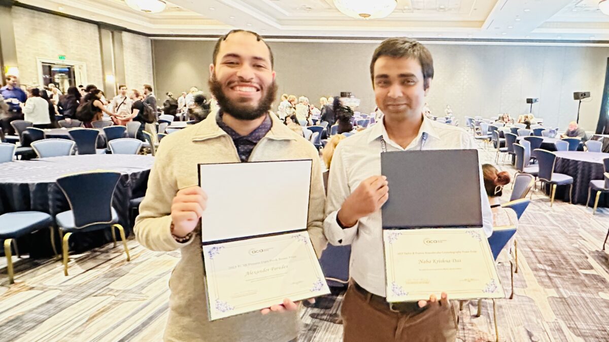 Congratulations Naba and Alex on Winning Poster Presentation Prizes at the 73rd ACA Annual Meeting in Baltimore