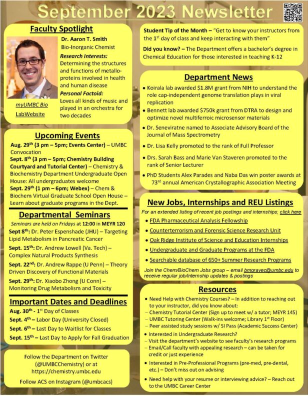 Check Out the News and Events in the Department with this Month’s Newsletter and Previous Newsletters